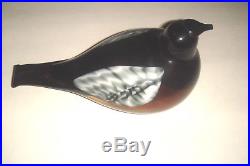 1973 Oiva Toikka Iittala Finland Brown Towhee Glass Bird 43/1500 Hand Made