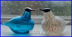2 MUURLA FINLAND WAXWING ART GLASS BIRD iittala oiva toikka mcm danish modern