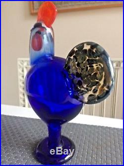 A beautiful deep stunning blue colour rooster Oiva Toikka glass bird Nuutajärvi