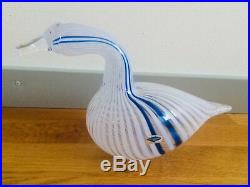 Big blue Striped Numbered Swan Oiva Toikka glass bird Nuutajarvi Ltd Ed