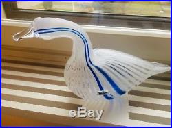 Big blue Striped Numbered Swan Oiva Toikka glass bird Nuutajarvi Ltd Ed