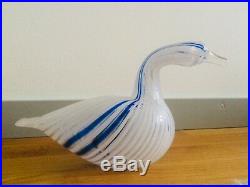 Big blue Striped Numbered Swan Oiva Toikka glass bird Nuutajarvi Ltd Ed