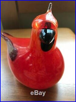 Birds by Oiva Toikka 1972 Iittala Art Glass Red Cardinal With Original Box