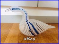 Blue Striped Numbered Stunning Swan Oiva Toikka glass bird Nuutajarvi Ltd Ed