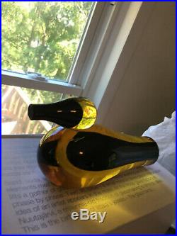 Brand New IIttala Giorgio Vigna Contrasti Yellow Art Hand Blown Glass Bird RARE
