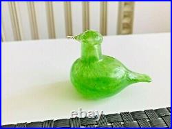 Cute green Oiva Toikka glass bird Nuutajärvi Iittala Finland hand blown