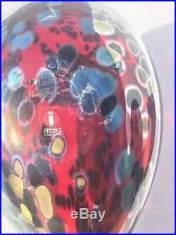 IITTALA O. Toikka Art Glass Figurine Bird Nuutajarvi FINLAND Red Cranberry Multi