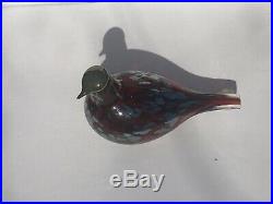 IITTALA O. Toikka Art Glass Figurine Bird Nuutajarvi FINLAND Red Cranberry Multi