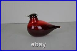 IITTALA Oiva Toikka NUUTAJÄRVI Art Glass Bird Ruby Red Finland 4 (2JB6289)