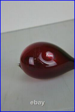 IITTALA Oiva Toikka NUUTAJÄRVI Art Glass Bird Ruby Red Finland 4 (2JB6289)