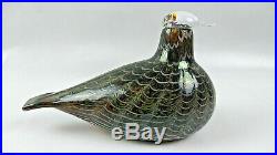 ITTALA OIVA TOIKKA Art Glass Sculpture Bird Duck Nuutajarvi Finland Olive Green