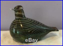 Iittala Art Glass Oiva Toikka Bird 1981 LongTailed Duck Alli Green &Gray Signed