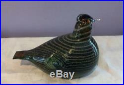 Iittala Art Glass Oiva Toikka Bird 1981 LongTailed Duck Alli Green &Gray Signed