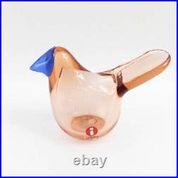 Iittala BIRDS BY TOIKKA Flycatcher Sieppo Salmon Pink Blue Finland UNUSED