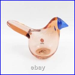 Iittala BIRDS BY TOIKKA Flycatcher Sieppo Salmon Pink Blue Finland UNUSED