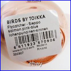 Iittala BIRDS BY TOIKKA Flycatcher Sieppo Salmon Pink Blue Finland UNUSED