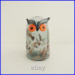 Iittala BIRDS BY TOIKKA Long Eared Owl Clear Gray Glass Figurine 7.6