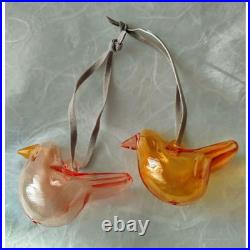 Iittala Bird Ornament Pink and Yellow Set of 2