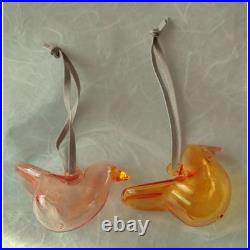 Iittala Bird Ornament Pink and Yellow Set of 2