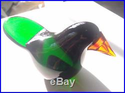 Iittala Bird Toikka Sieppo Flycatcher Rare Neodymium, Red Beak Signed Oiva