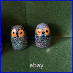 Iittala Birds Oiva Toikka Barn Parent Owl Vintage handmade 4 Set Crystal Glass