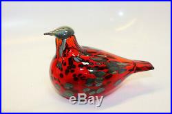 Iittala Birds Ruby Red Art Glass Bird O. Toikka Nuutajärvi Signed Made in Finland