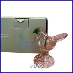 Iittala Birds Toikka Sieppo Pink Green Footed Glass Bird Finland Signed Rare