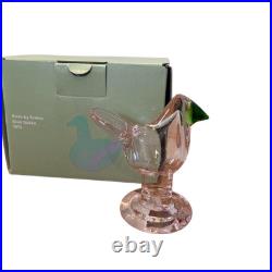 Iittala Birds Toikka Sieppo Pink Green Footed Glass Bird Finland Signed Rare