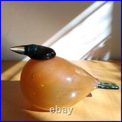 Iittala Birds by Toikka Mountain bird Apricot x Sea Blue Signed O. Toikka Used JP