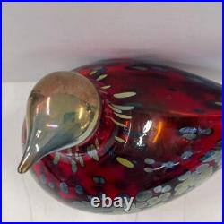 Iittala Birds by Toikka Reed Warbler Oibatoikka Ruby Bird Art Glass Figurine Red
