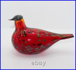 Iittala Finland O. Toikka Nuutajarvi Ruby Red Glass Art Bird Signed