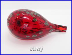 Iittala Finland O. Toikka Nuutajarvi Ruby Red Glass Art Bird Signed