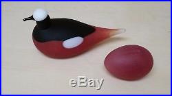 Iittala Finnish Red Black & White Bird with Matching Red Egg by Toikka Mouth Blo