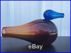 Iittala Giorgio Vigna 8 1/4 Long COLORI Big Orange And Blue Art Glass Bird