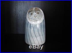 Iittala Glass Art Bird Oiva Toikka Rospuutto White Owl Signed Sticker Label Mint