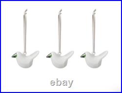 Iittala Glass Bird Ornament White 3 Set Oiva Toikka