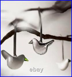 Iittala Glass Bird Ornament White 3 Set Oiva Toikka