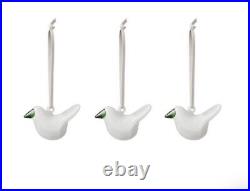 Iittala Glass Bird Ornament White 3 Set Oiva Toikka JAPAN NEW