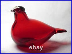 Iittala Glass Bird by Oive Toikka Little Tern Cranberry Red withLabel SIGNED