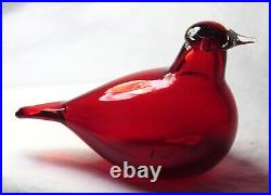 Iittala Glass Bird by Oive Toikka Little Tern Cranberry Red withLabel SIGNED