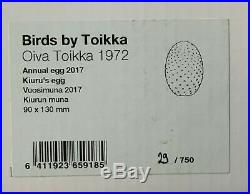 Iittala Glass Collectible 2017 Annual Egg. 29th egg from 750. Birds by Toikka