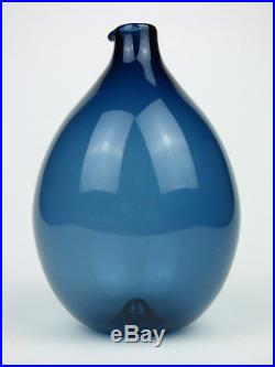 Iittala I-Bird blue glass bottle vase Timo Sarpaneva Finland signed 50/60s retro