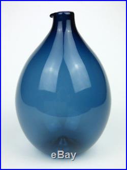 Iittala I-Bird blue glass bottle vase Timo Sarpaneva Finland signed 50/60s retro