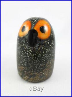 Iittala Little Barn Owl Bird by Toikka Signed Art Glass Sculpture Figuruine Box