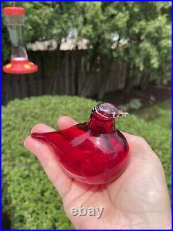 Iittala Little Red Tern By Toikka Art Glass Cranberry Bird Sculpture
