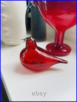 Iittala Little Red Tern By Toikka Art Glass Cranberry Bird Sculpture