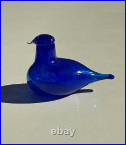 Iittala NUUTAJARVI Birds Glass Golden Crested Kinglet Blue color Oiva Toikka