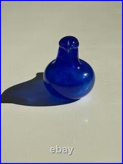 Iittala NUUTAJARVI Birds Glass Golden Crested Kinglet Blue color Oiva Toikka