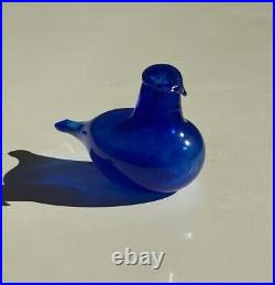 Iittala NUUTAJARVI Birds Glass Golden Crested Kinglet Blue color Oiva Toikka
