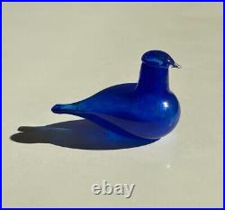 Iittala NUUTAJARVI Birds Glass Golden Crested Kinglet Blue color Oiva Toikka